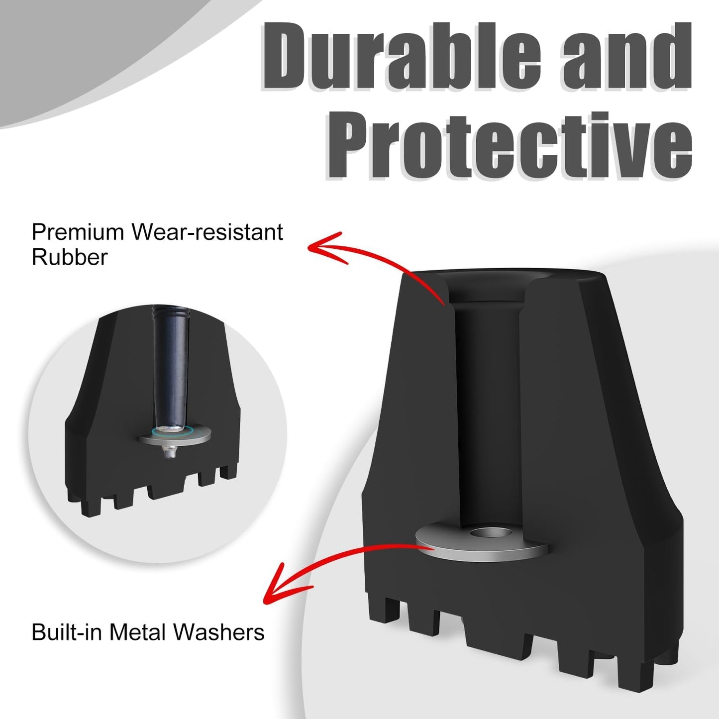 Trekking Pole Rubber Tips, Anti-Slip Shock-Absorbing, 0.43 Inch