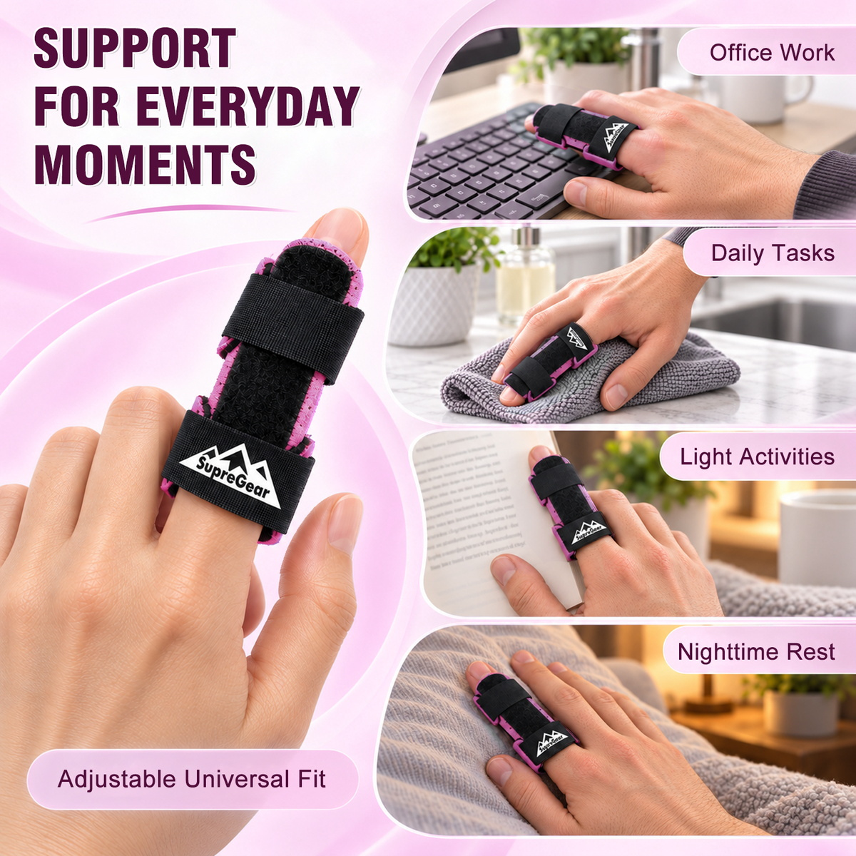 Finger Splint Support 2 Pack Adjustable Trigger Finger Brace for Broken Sprain Arthritis