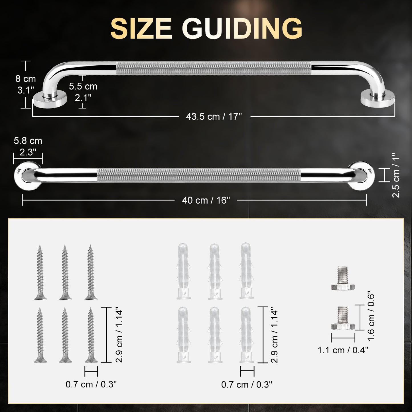 Non-Slip Bathroom Grab Bar Rail
