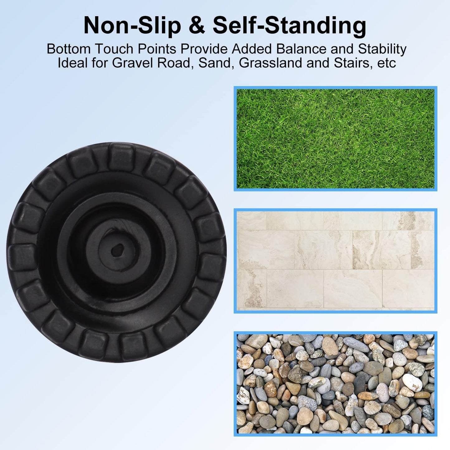 6-Pack Cane Tips Non-Slip Rubber, Black