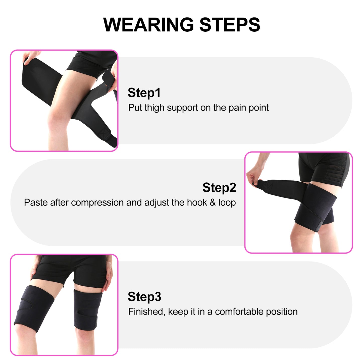 Thigh Brace for Hamstring Strain & Muscle Support Adjustable Compression Wrap