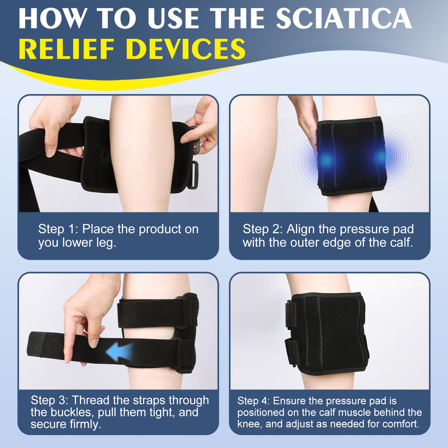 Sciatica Relief Knee Brace with Adjustable Compression Pads