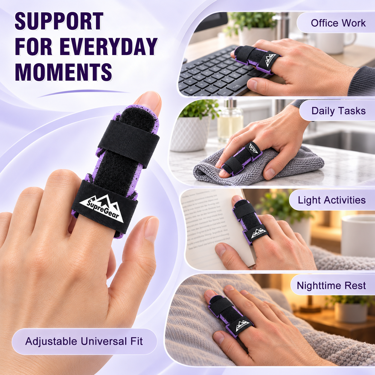 Finger Splint Support 2 Pack Adjustable Trigger Finger Brace for Broken Sprain Arthritis