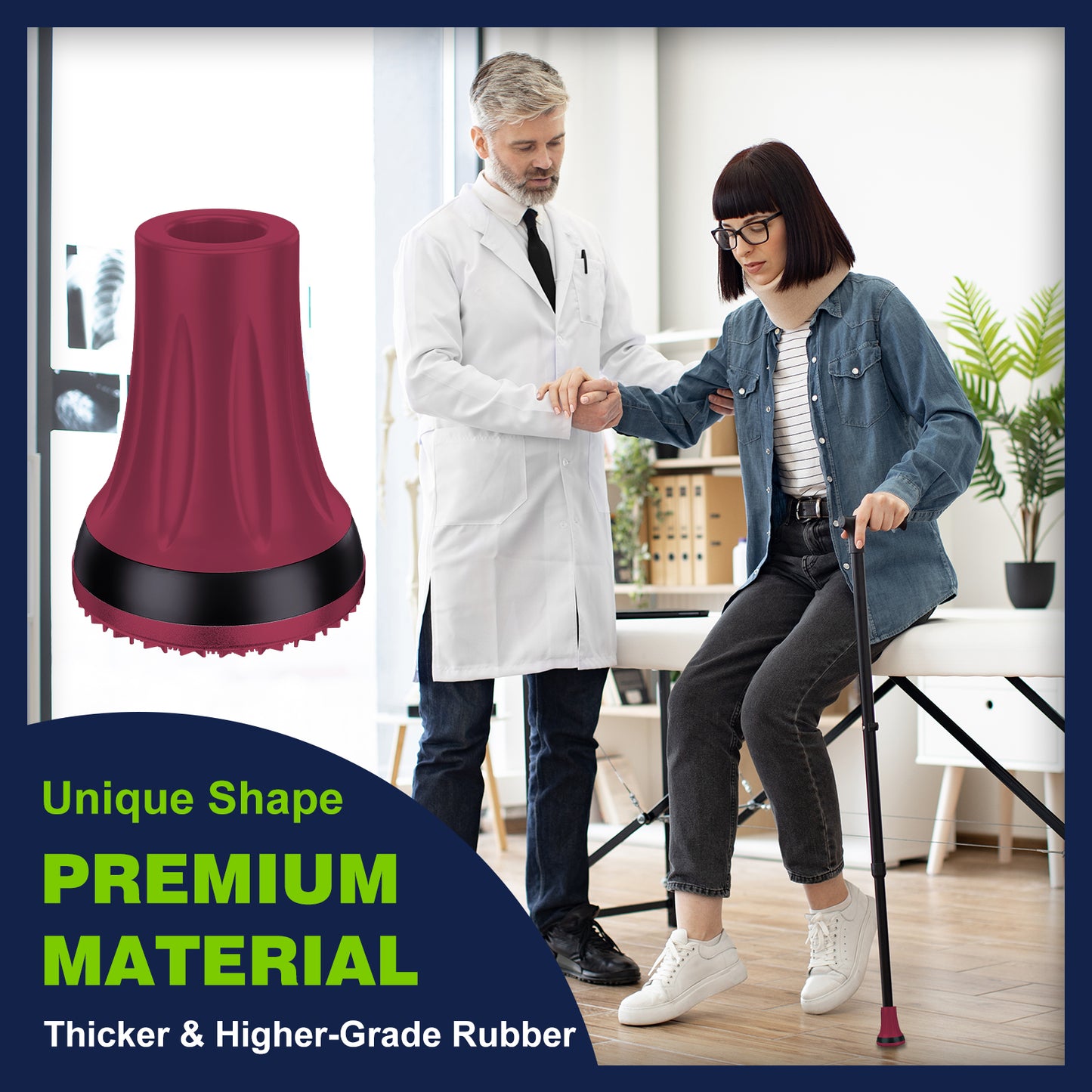 7/8" Heavy Duty Anti-Slip Cane Tips, 2-Pack