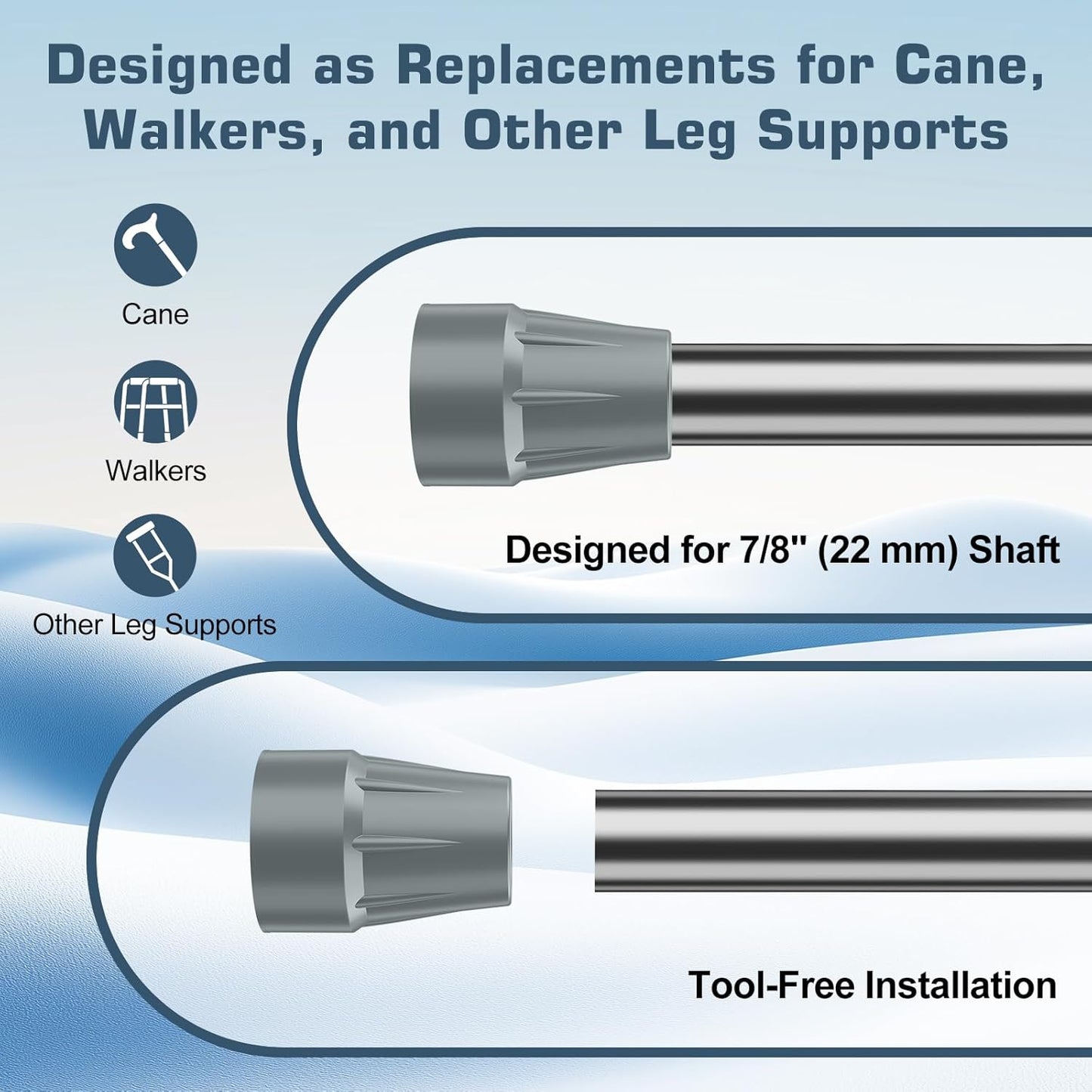 Heavy Duty 7/8" Non-Slip Cane Tips, 4-Pack