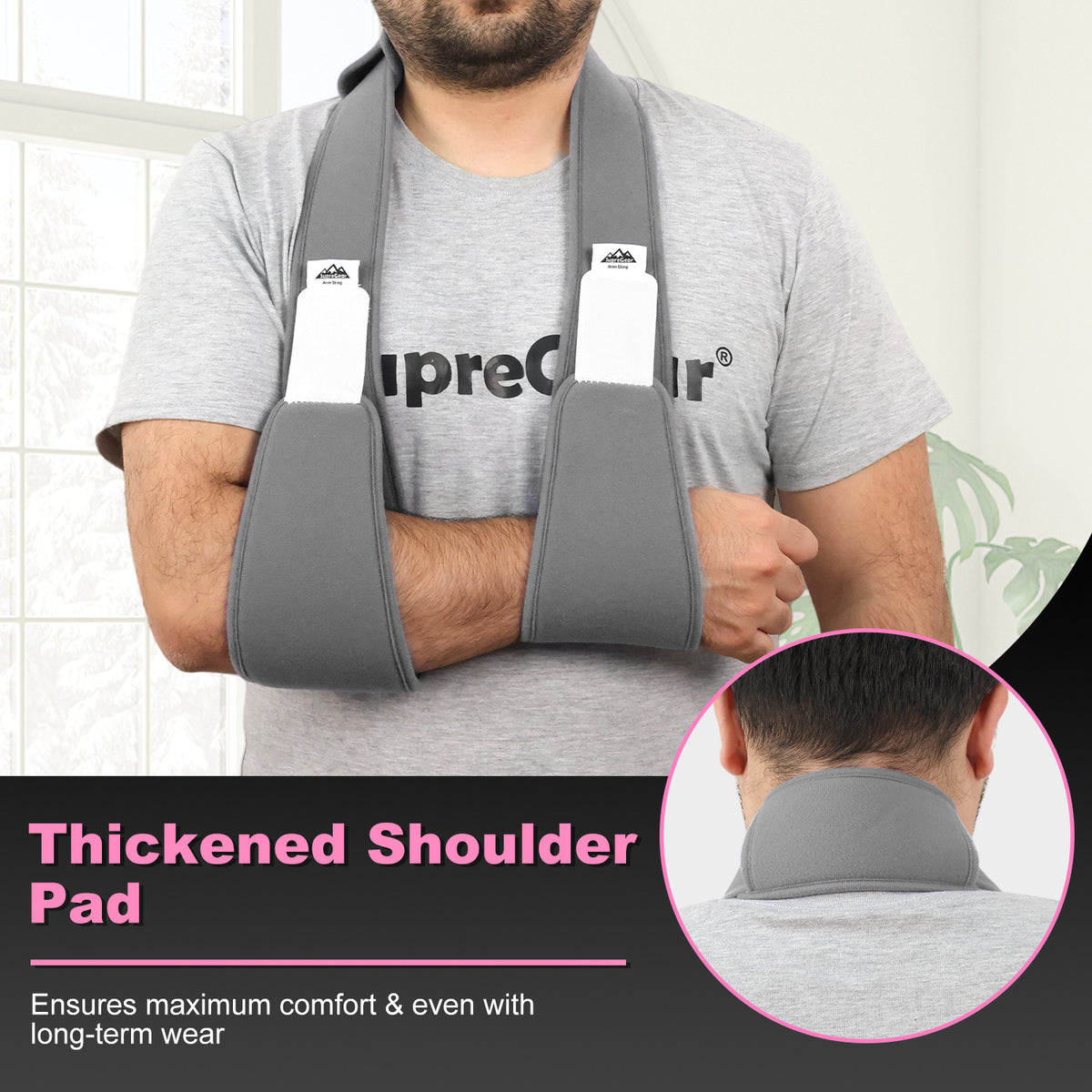 Arm Sling Shoulder Immobilizer, 0.18 lb Lightweight Support with 61" Adjustable Straps