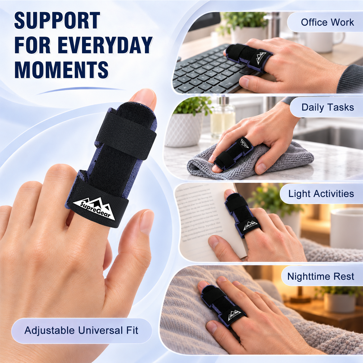 Finger Splint Support 2 Pack Adjustable Trigger Finger Brace for Broken Sprain Arthritis