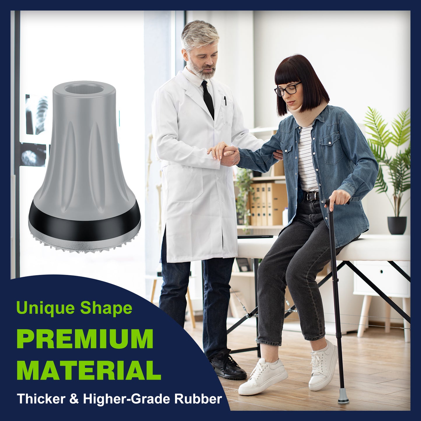 7/8" Heavy Duty Anti-Slip Cane Tips, 2-Pack