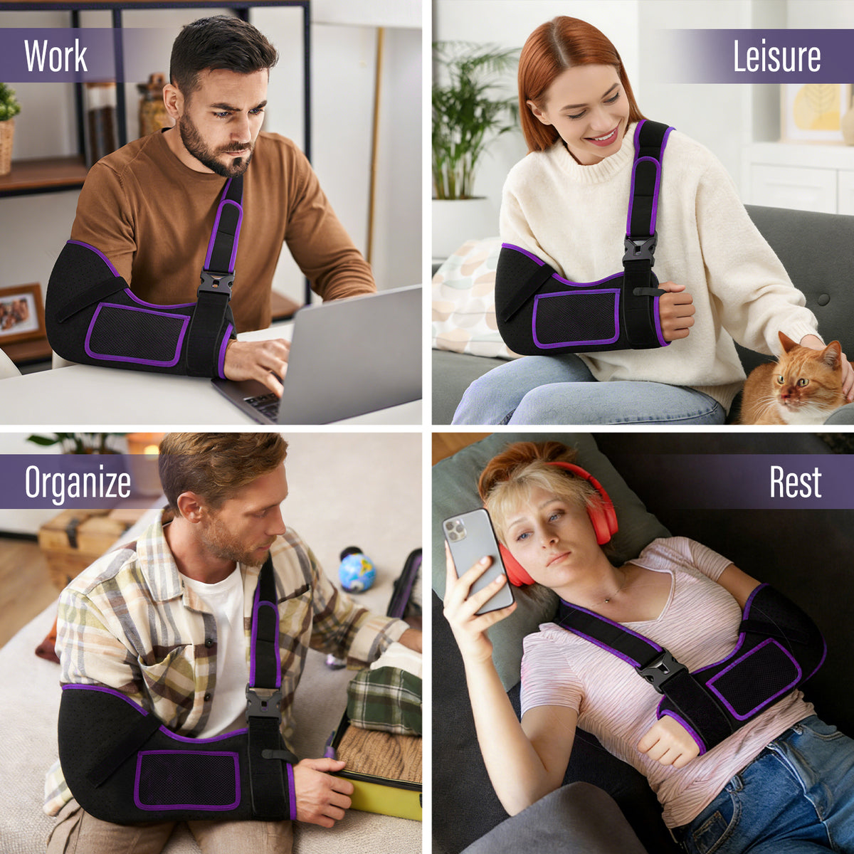 Breathable Arm Sling Shoulder Immobilizer with Padded Support & Thumb Loop