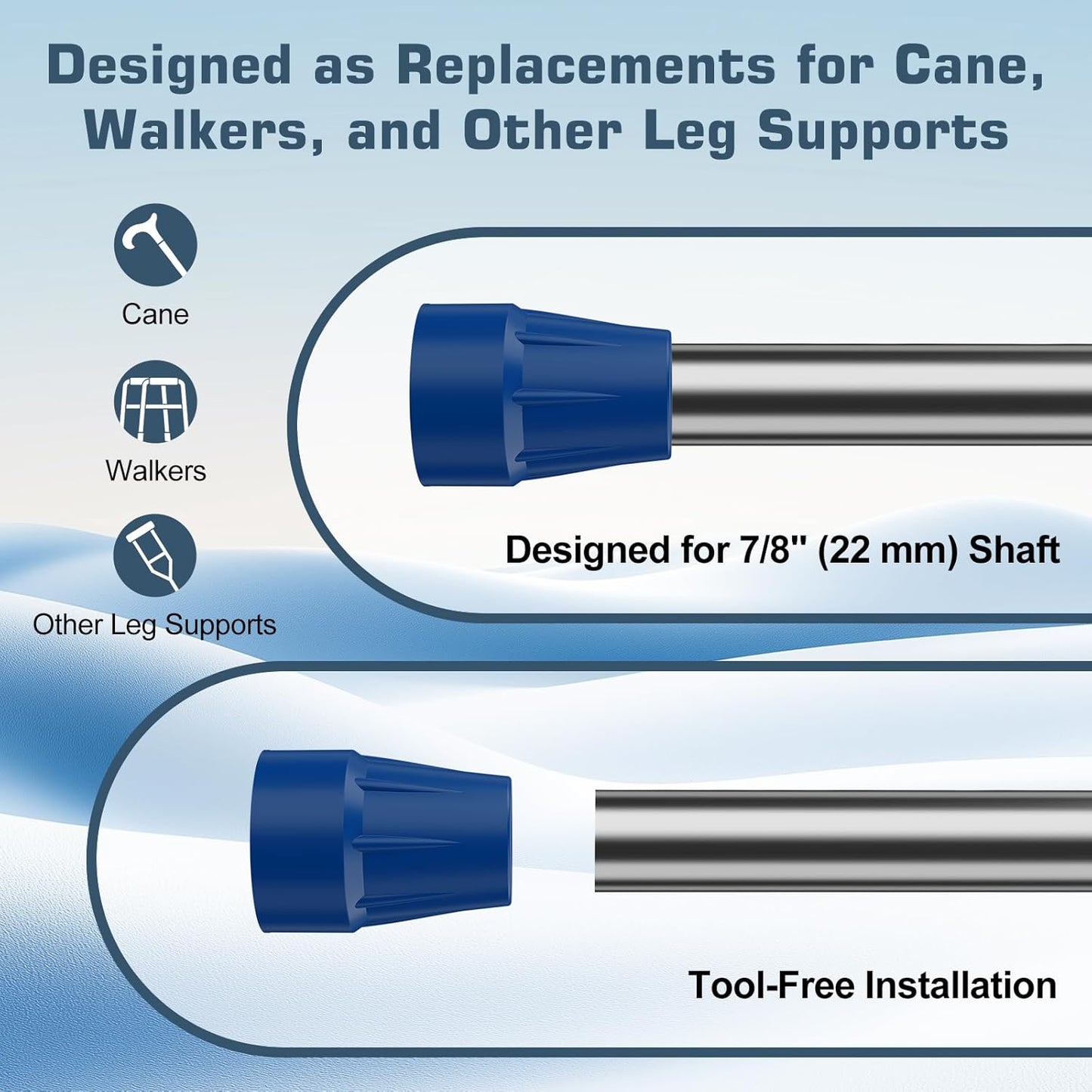 Heavy Duty 7/8" Non-Slip Cane Tips, 4-Pack