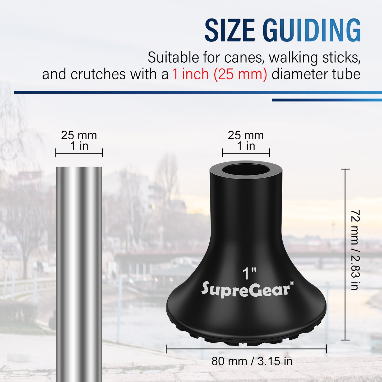 Anti Slip Cane Tip Replacement, Wide Base for Stability and Grip
