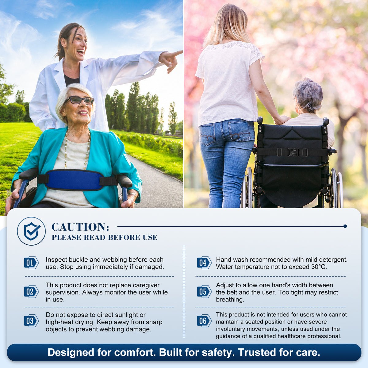 Wheelchair Positioning Belt ¨C Adjustable Breathable Mesh Support Strap for Wheelchairs, Transport Chairs & Mobility Scooters