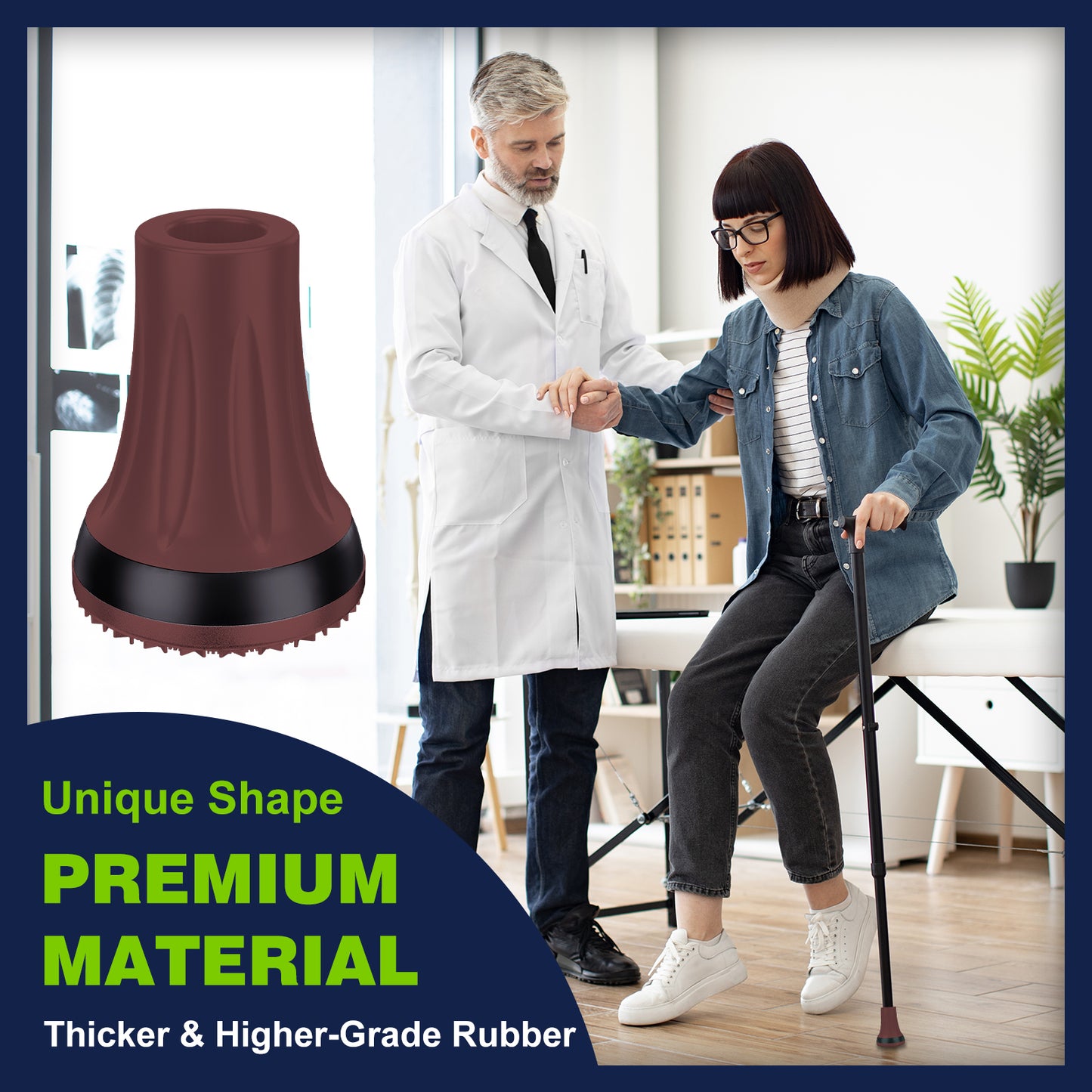 7/8" Heavy Duty Anti-Slip Cane Tips, 2-Pack