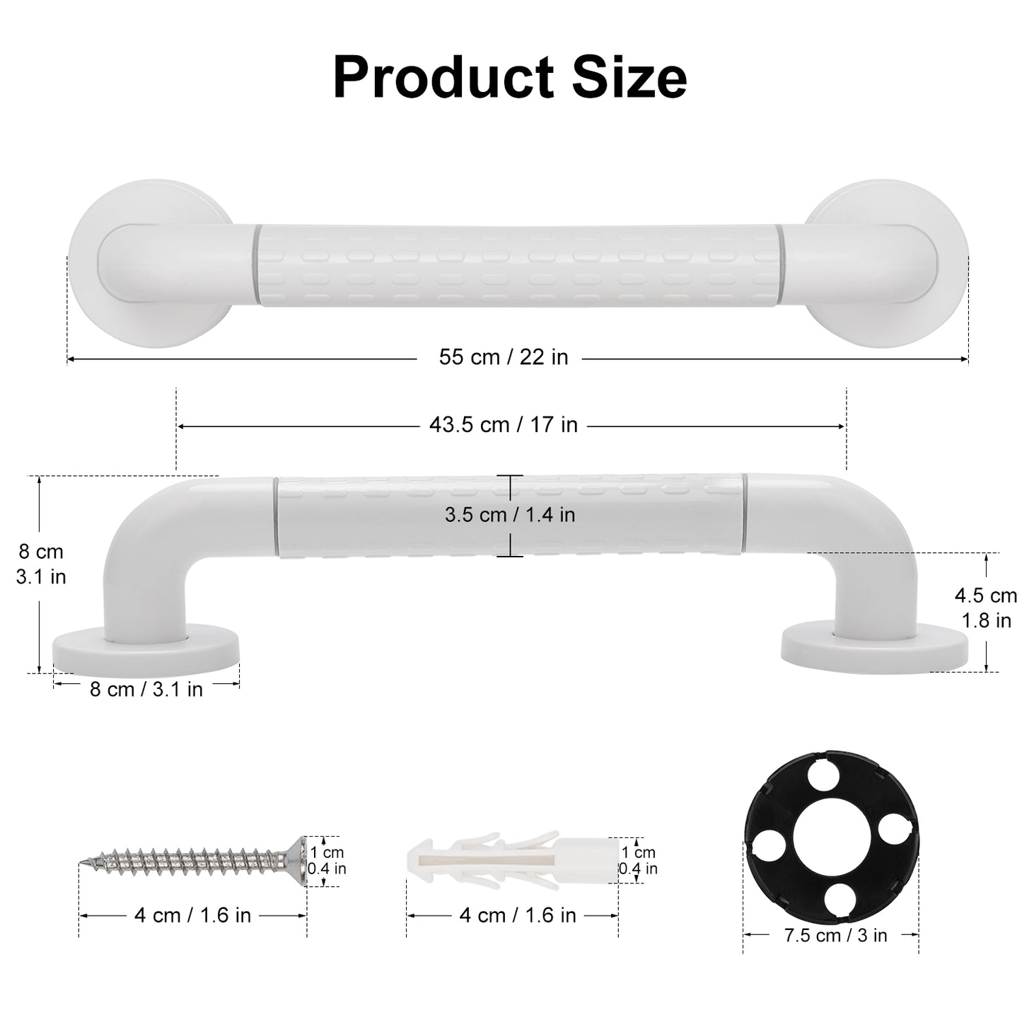 Non-Slip 304 Stainless Steel Bathroom Grab Bar Rail