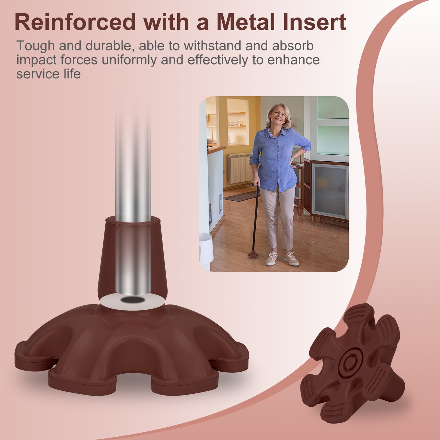 3/4 Inch Stable Six Point Non-Slip Cane Tip