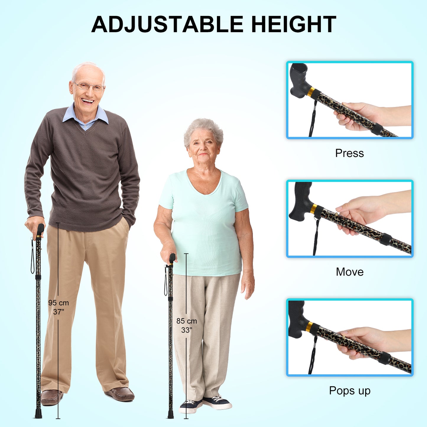 5-Level Folding Cane with T Handle