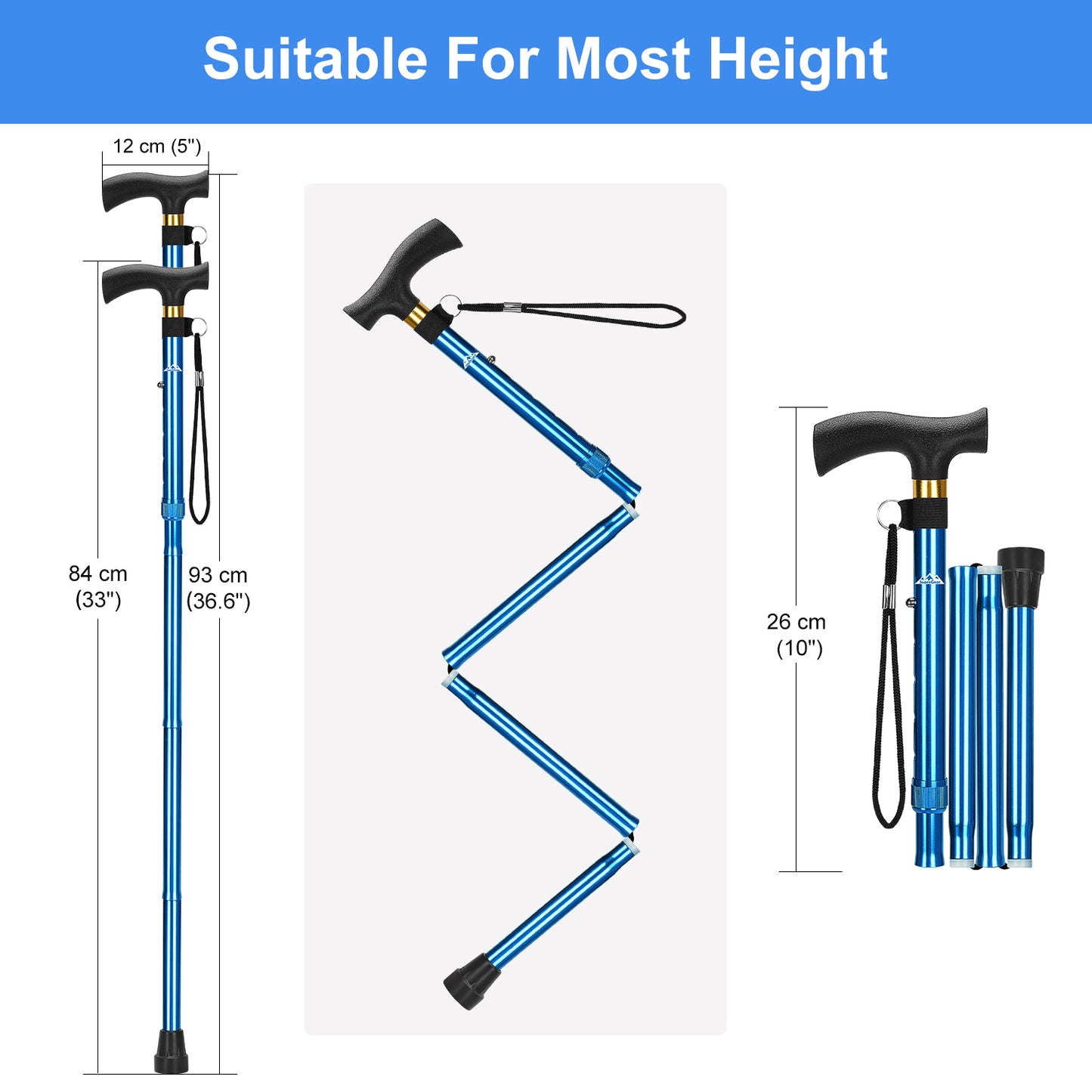 Collapsible Aluminum Folding Cane with T-Handle
