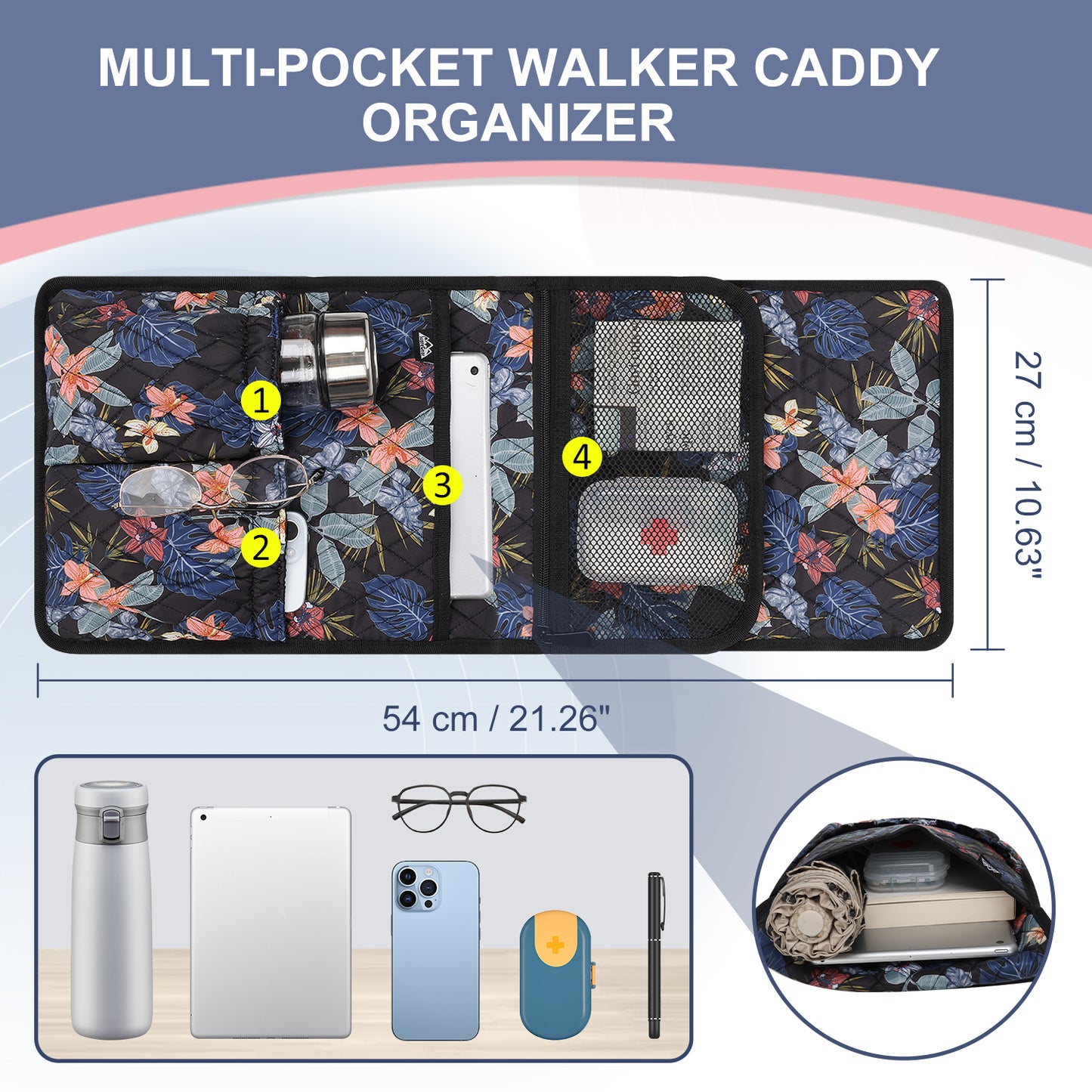 Universal Walker Bag Organizer with Multiple Pockets