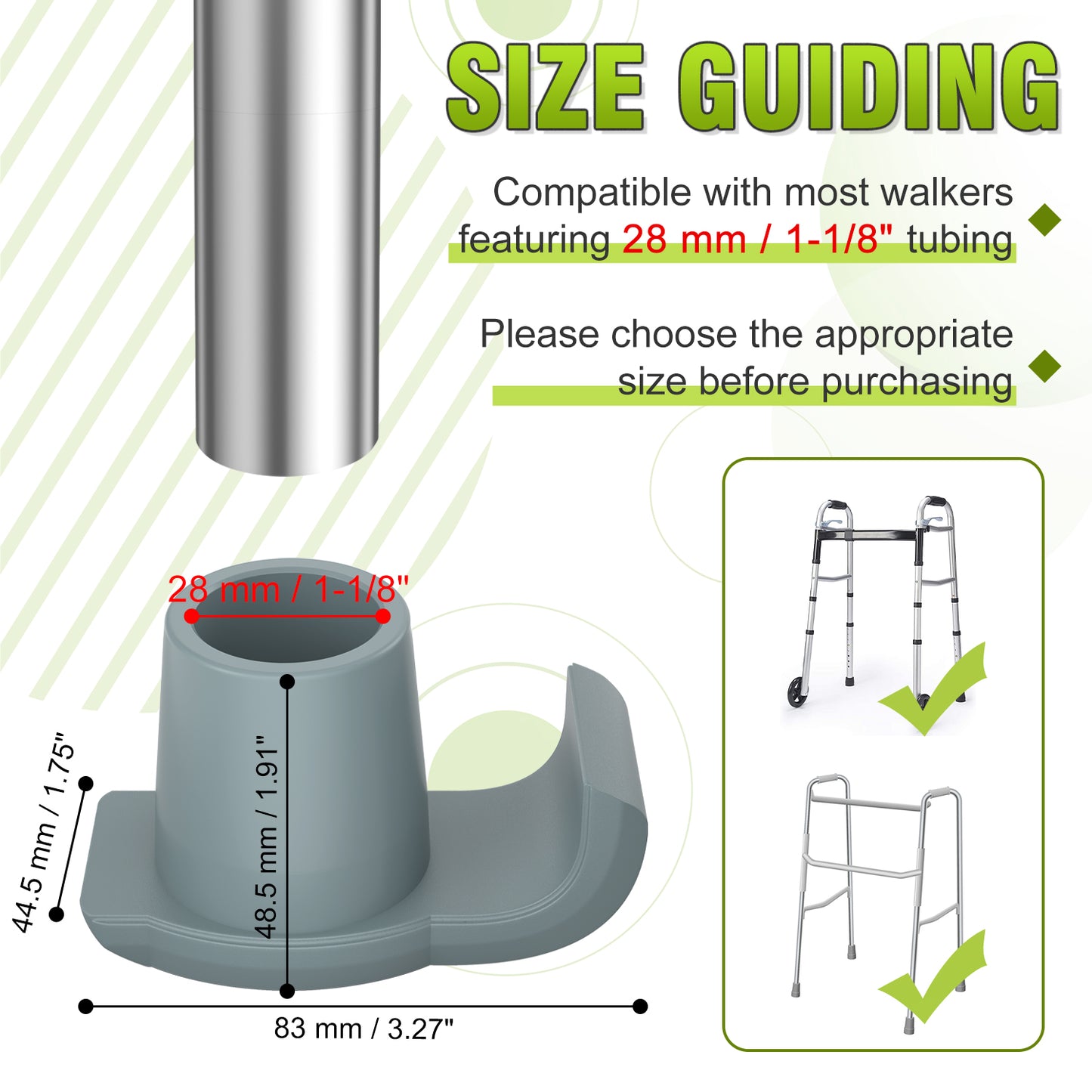 Walker Ski Glides (2-Pack) – Durable Glider Caps for Seniors Walkers