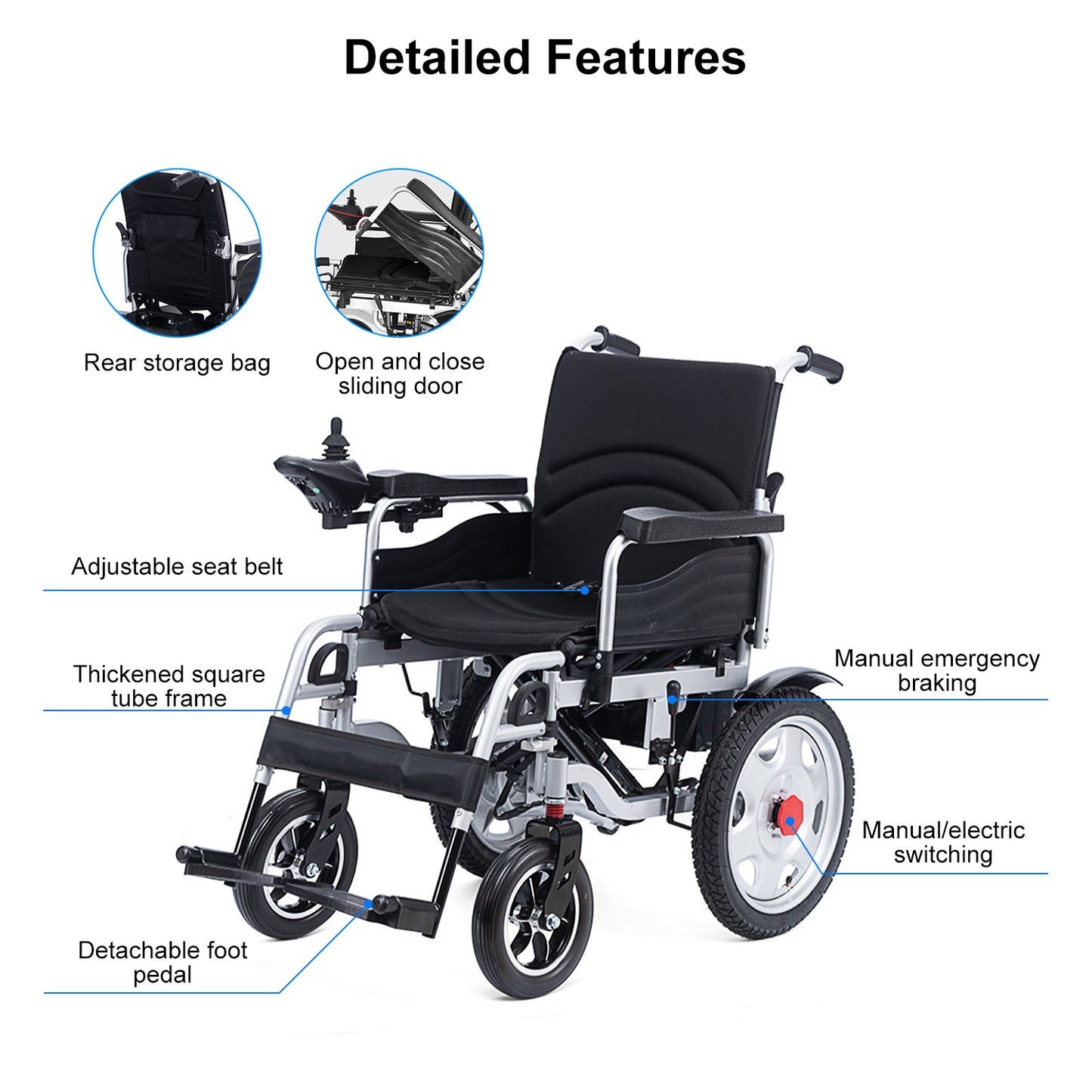 Save 70% - Foldable Electric Wheelchair w/2 Batteries with Charger, 500W