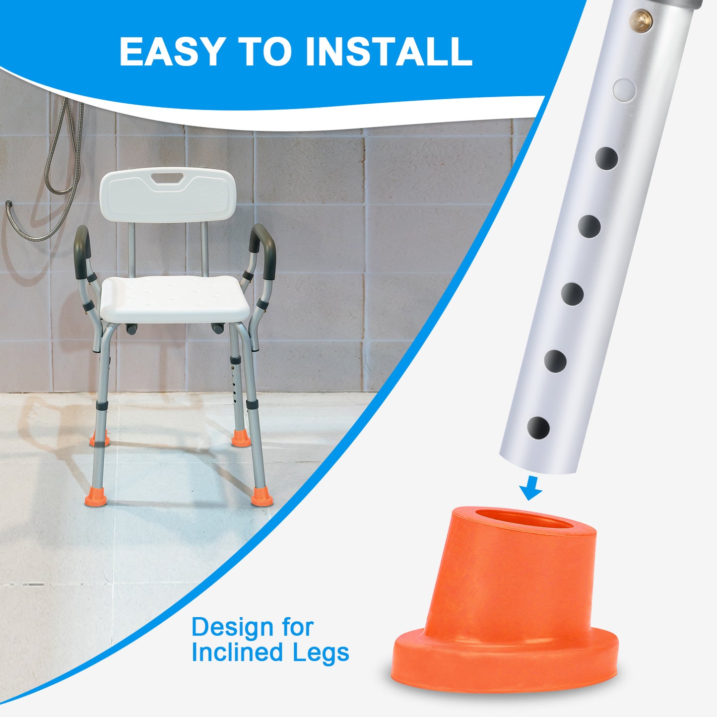 1 Inch Shower Chair Feet, Non-Slip Suction Tips, 4PCS