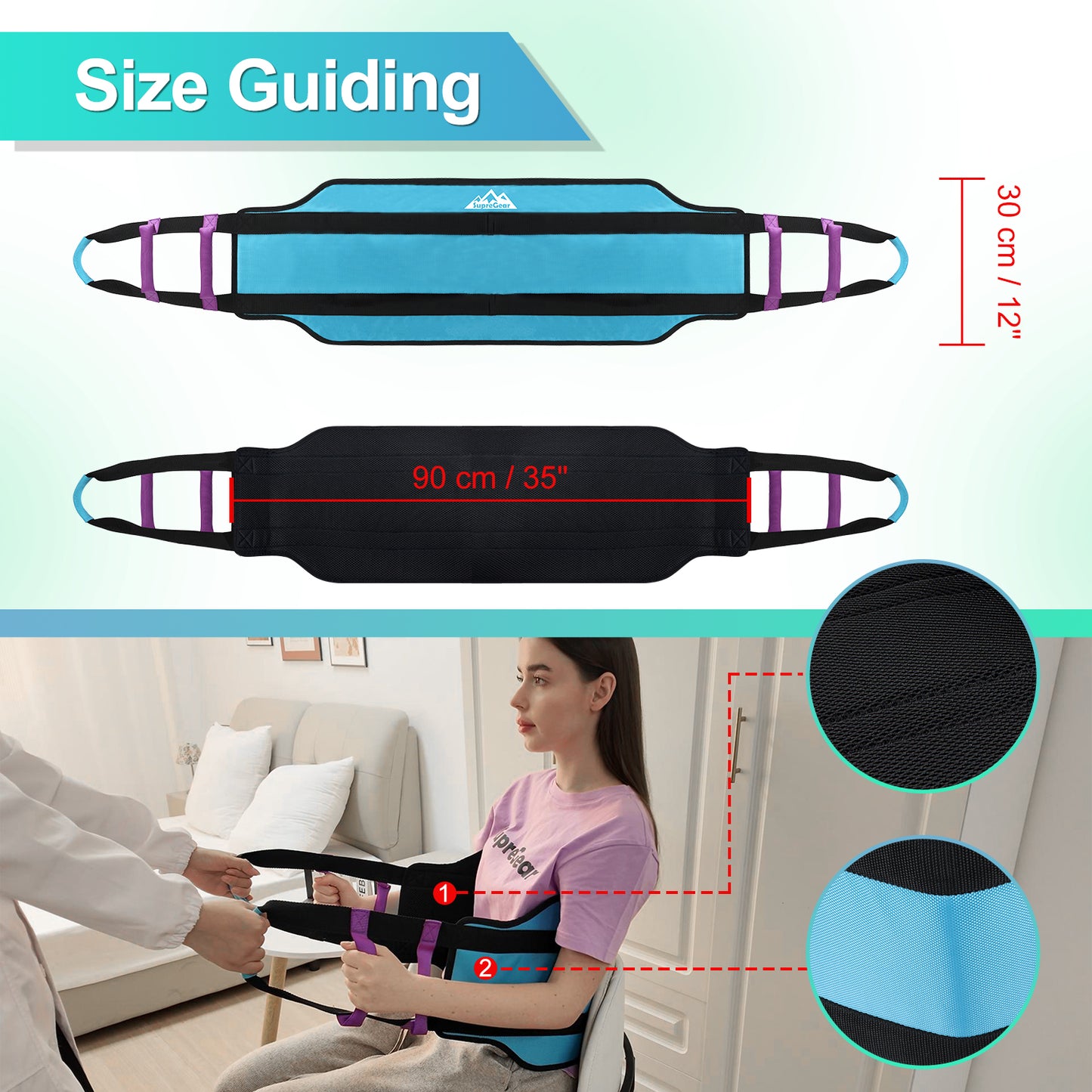 Transfer Sling 35" – Lift Assist Gait Belt for Seniors & Disabled
