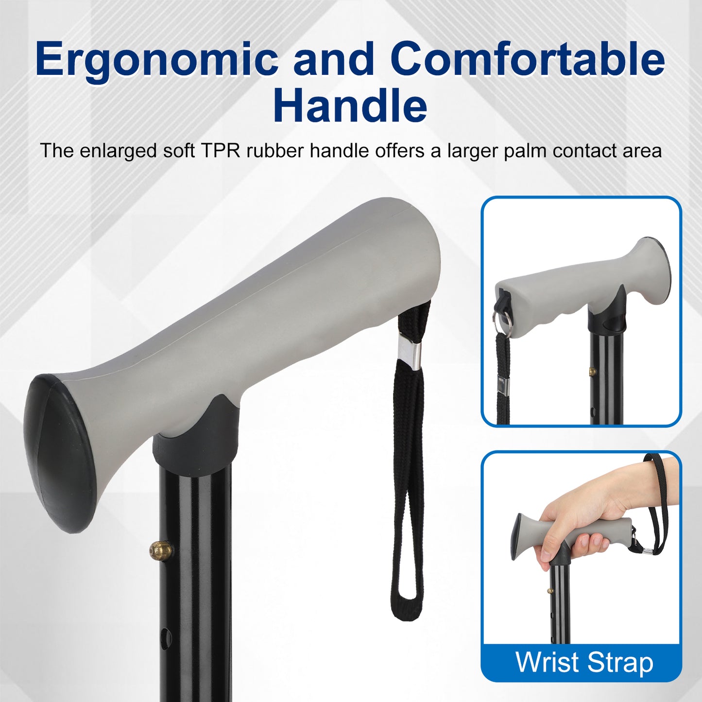 Folding Walking Cane, 5 Height Levels, Supports up to 250 lbs