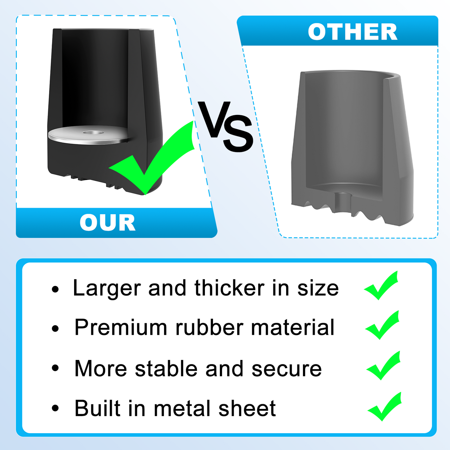 1-Inch Walker Rubber Tips (6-Pack) – Non-Skid with Metal Insert