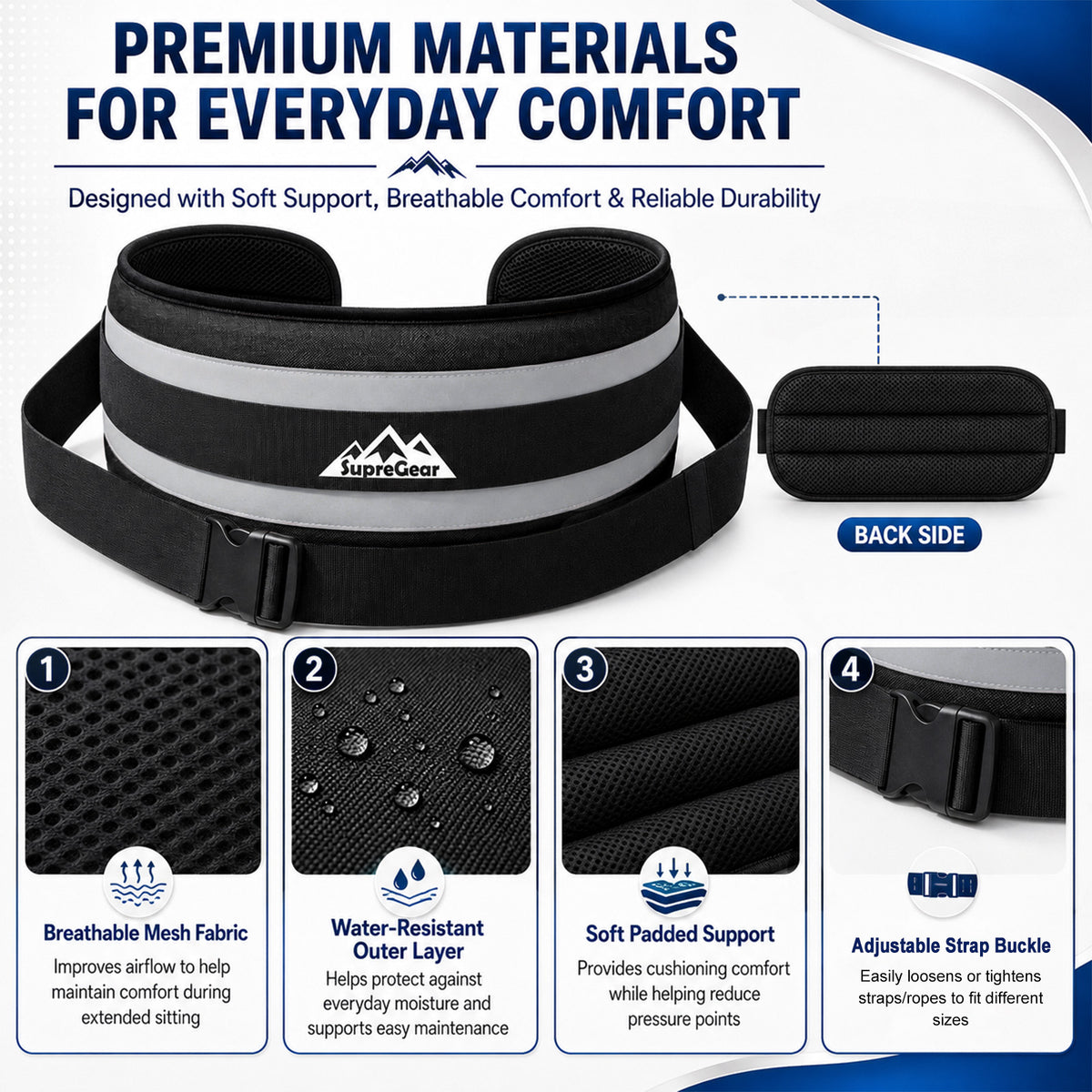 Wheelchair Positioning Belt ¨C Adjustable Breathable Mesh Support Strap for Wheelchairs, Transport Chairs & Mobility Scooters