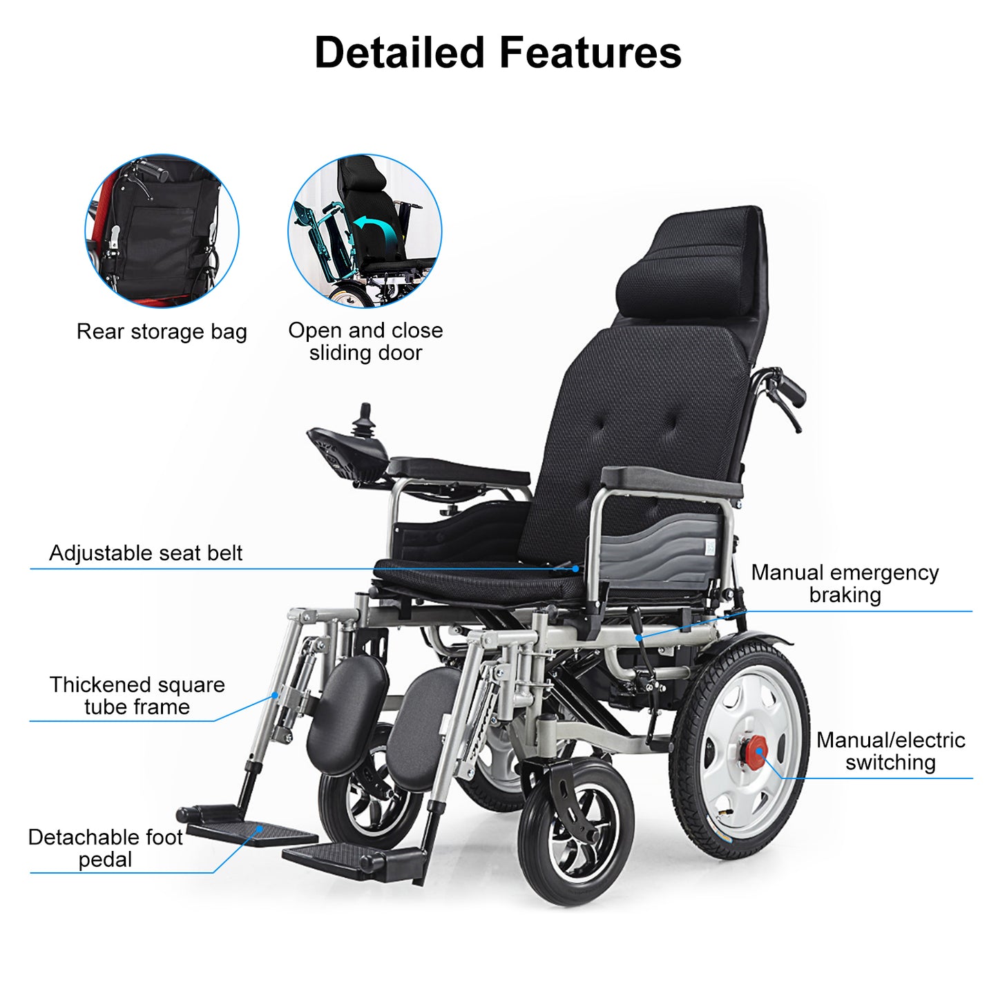 Save 70% - Foldable Electric Wheelchair w/Adjustable Backrest, 500W