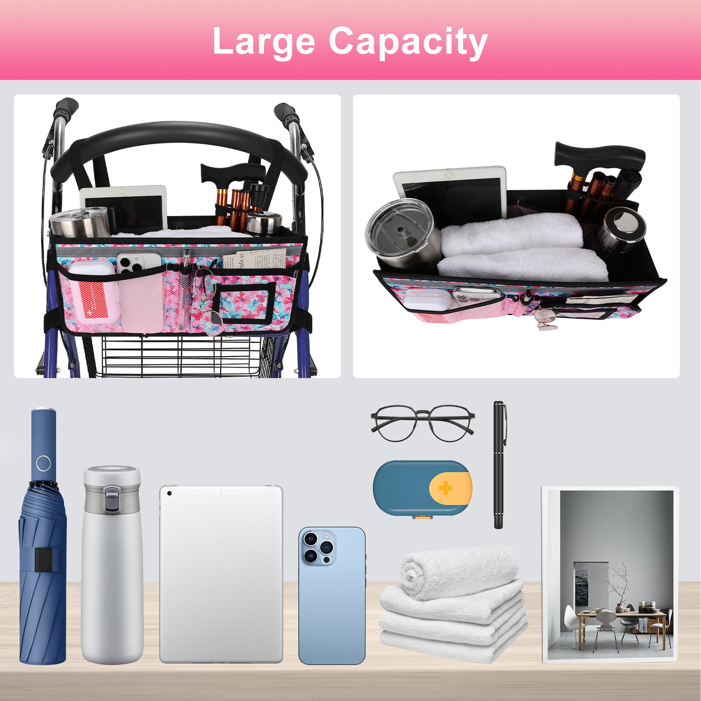 Large Capacity Rollator Basket