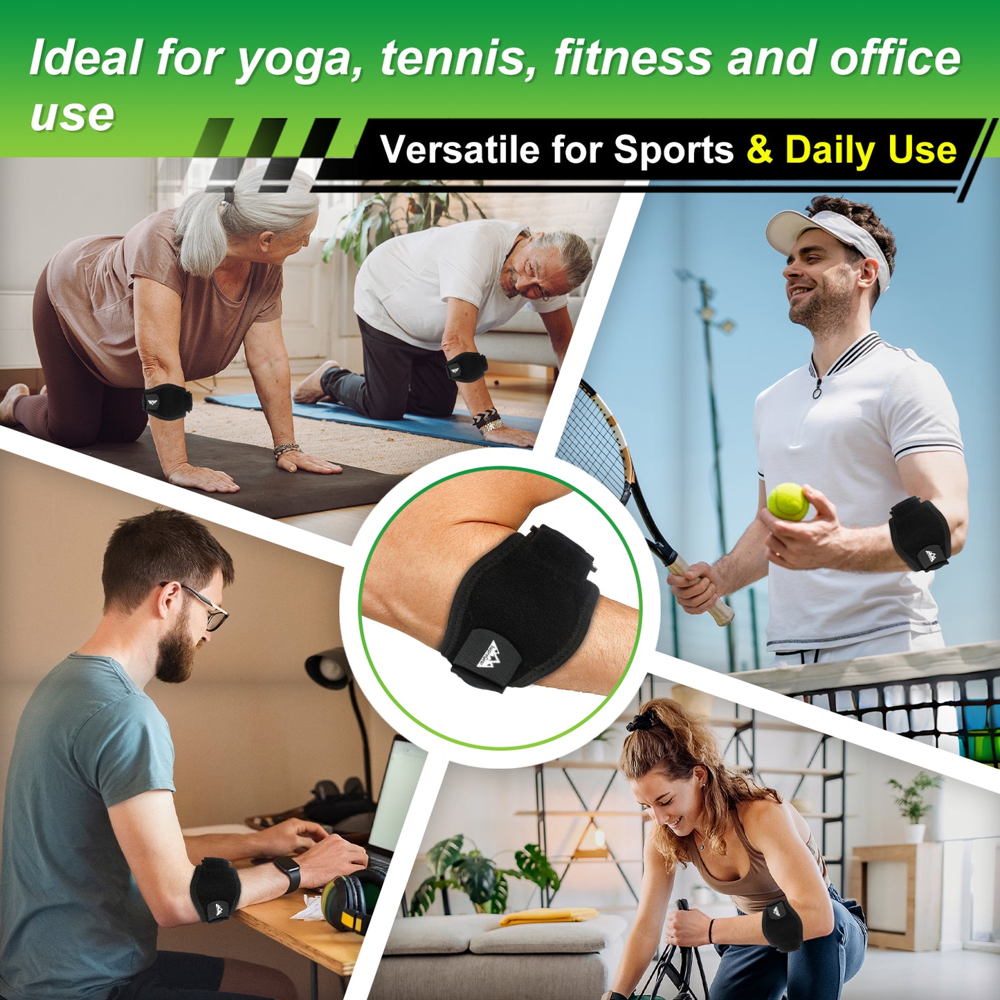 Elbow Brace – Adjustable Forearm Support with Compression Pad (1 Pack)