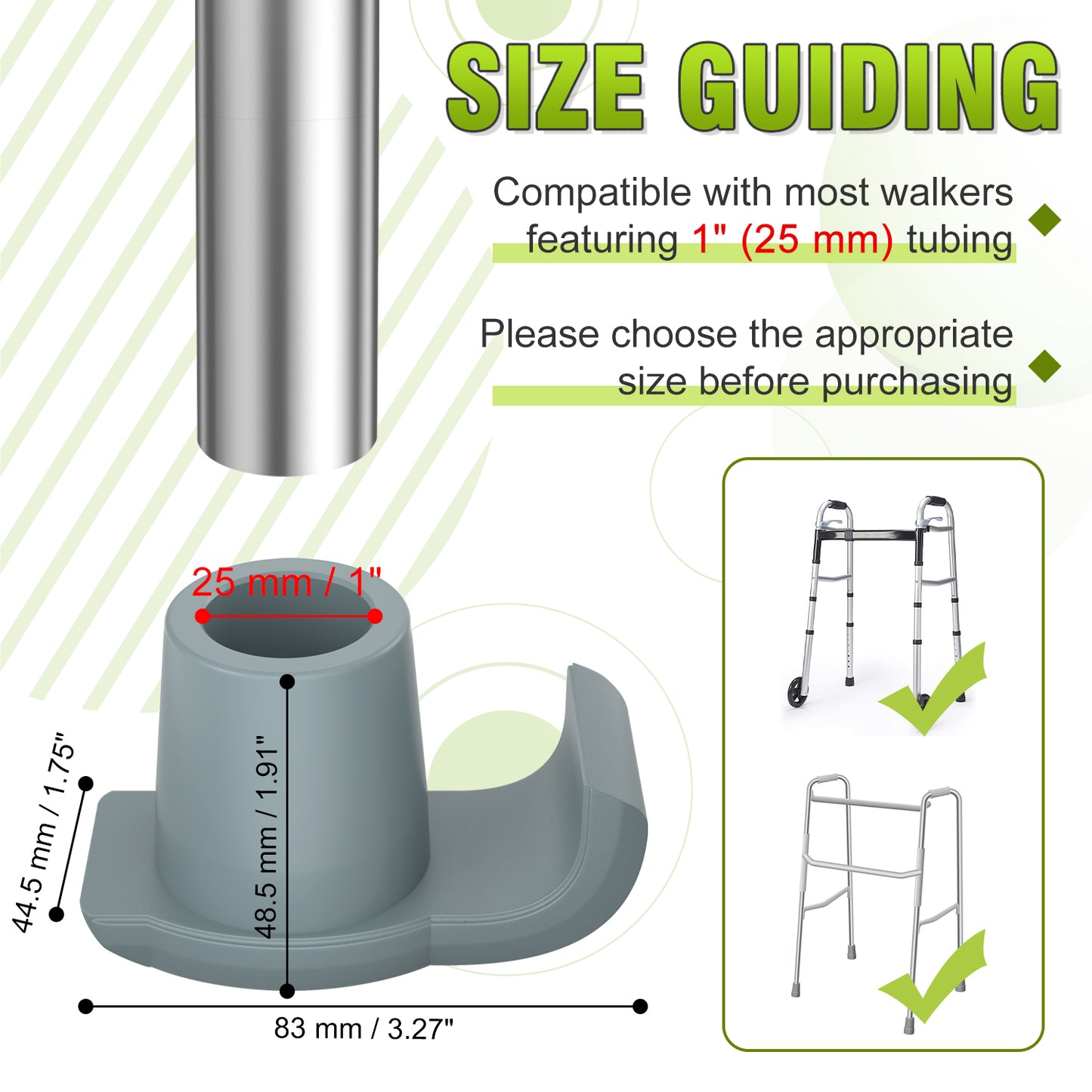 Walker Ski Glides (2-Pack) – Durable Glider Caps for Seniors Walkers