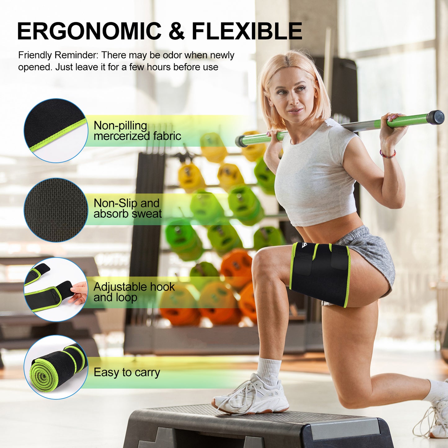 Thigh Brace for Hamstring Strain & Muscle Support Adjustable Compression Wrap