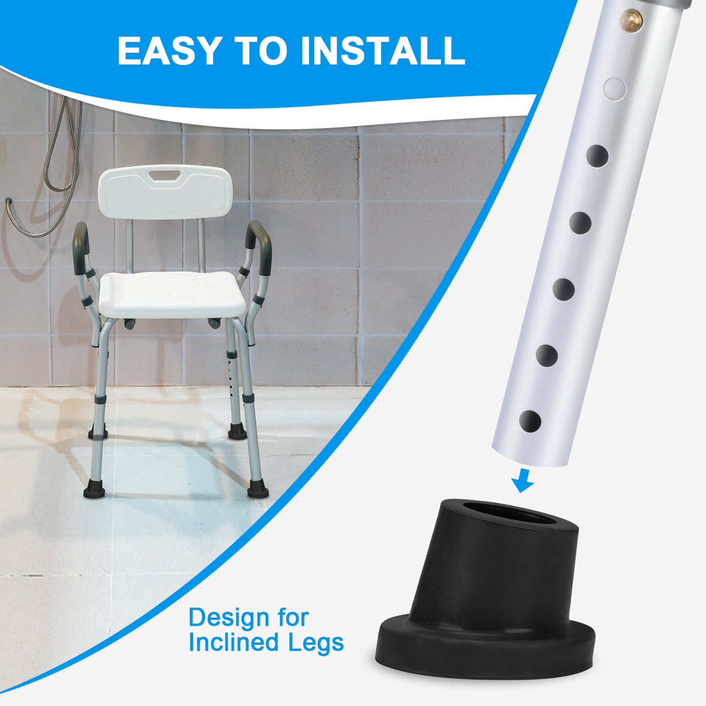 1 Inch Shower Chair Feet, Non-Slip Suction Tips, 4PCS
