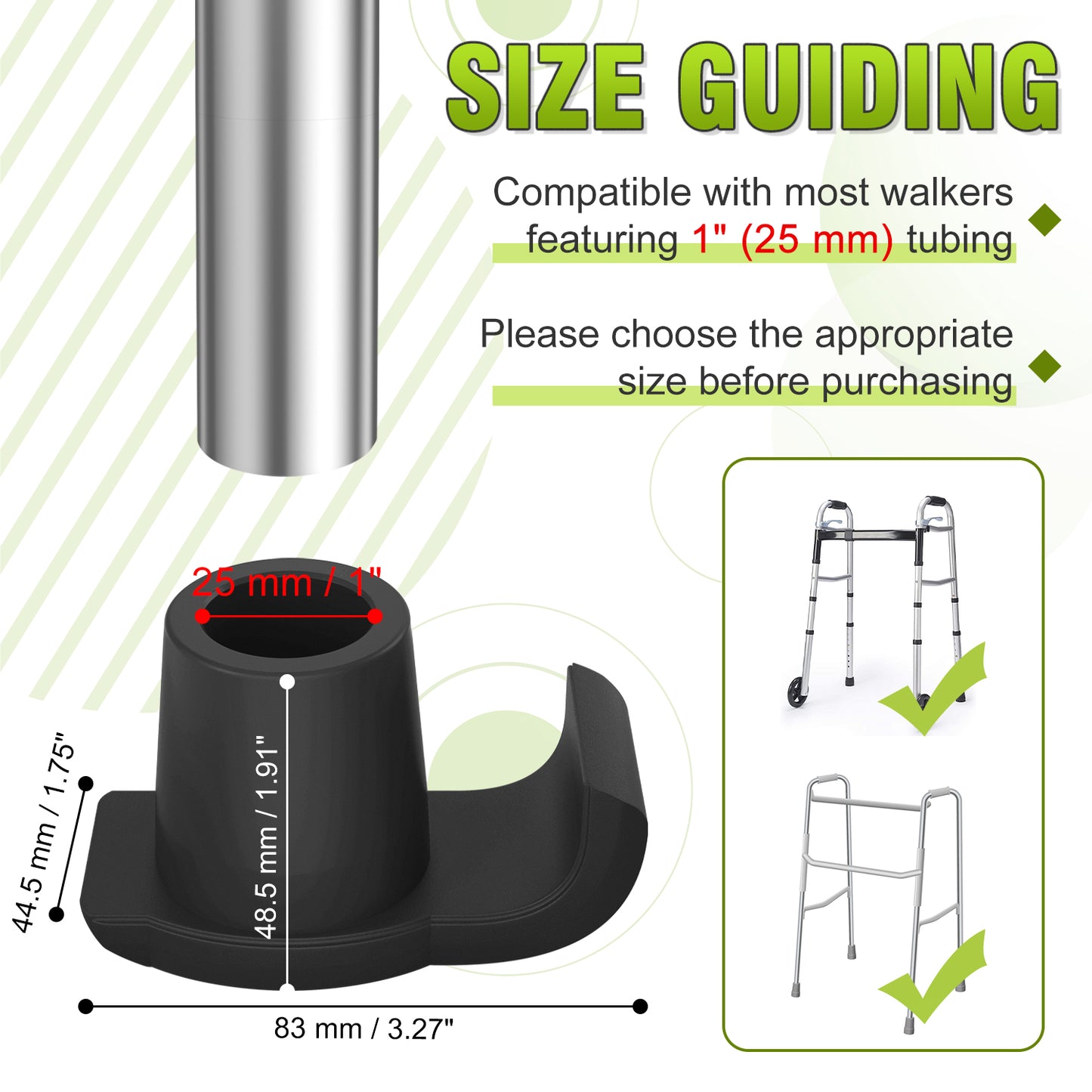 Walker Ski Glides (2-Pack) – Durable Glider Caps for Seniors Walkers