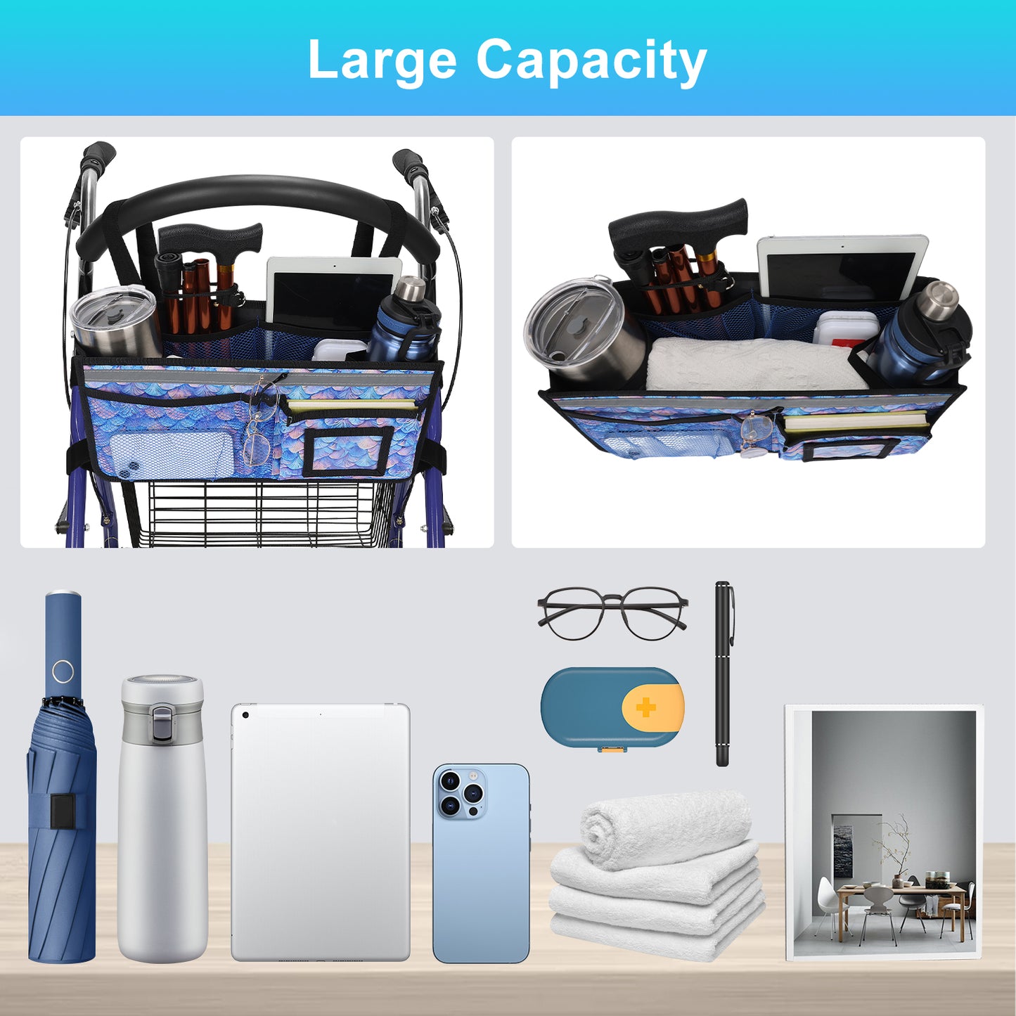 Large Capacity Rollator Basket