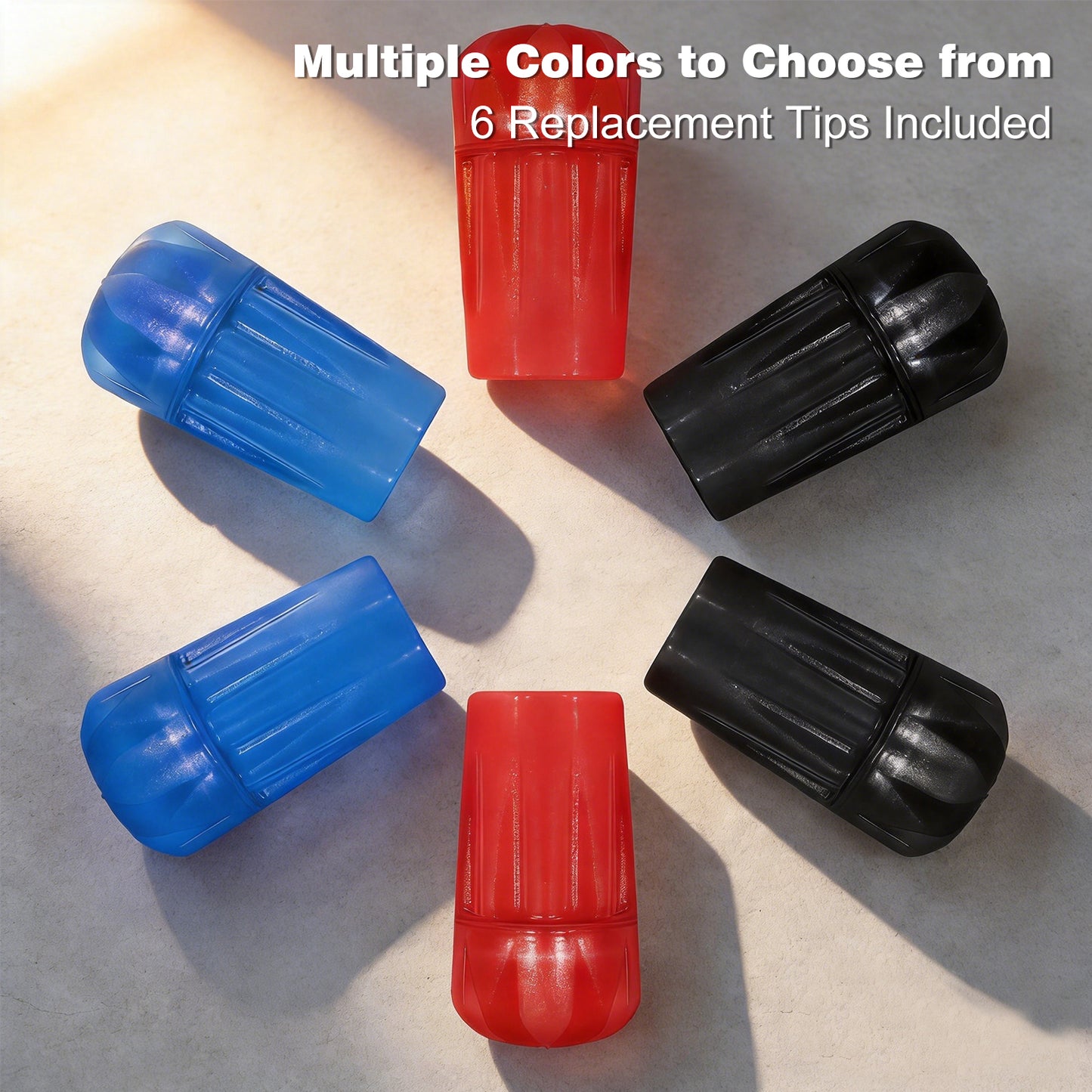 Trekking Pole Replacement Tips 6 Pack – Non-Slip Rubber Walking Stick Protectors for Hiking & Trail Stability