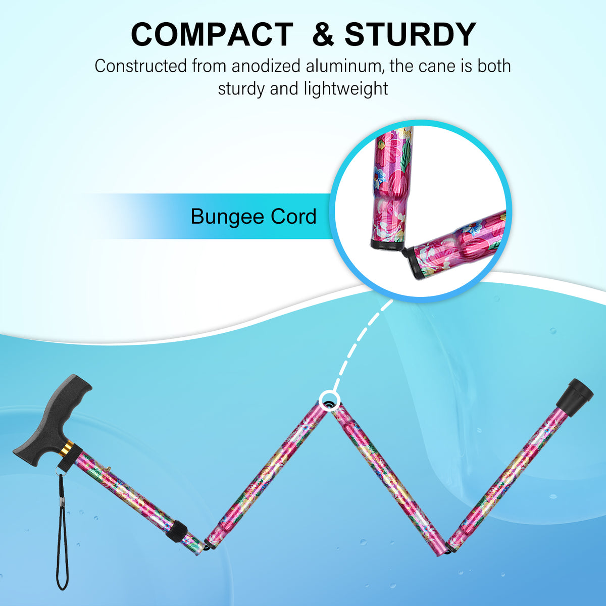 Folding Cane with T Handle Adjustable Lightweight Walking Cane