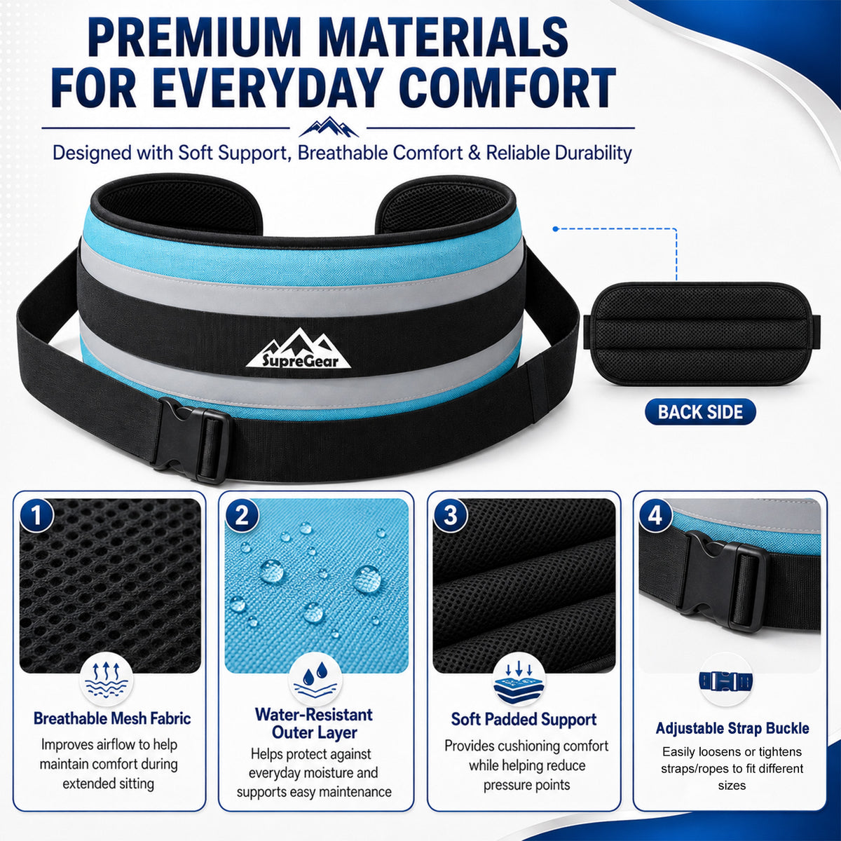 Wheelchair Positioning Belt ¨C Adjustable Breathable Mesh Support Strap for Wheelchairs, Transport Chairs & Mobility Scooters