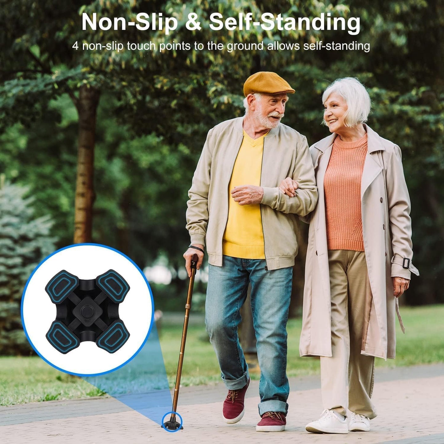 4 Point Self Standing Quad Support Rubber Replacement Cane Tip