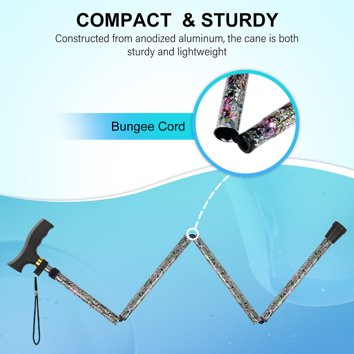 Folding Cane with T Handle Adjustable Lightweight Walking Cane