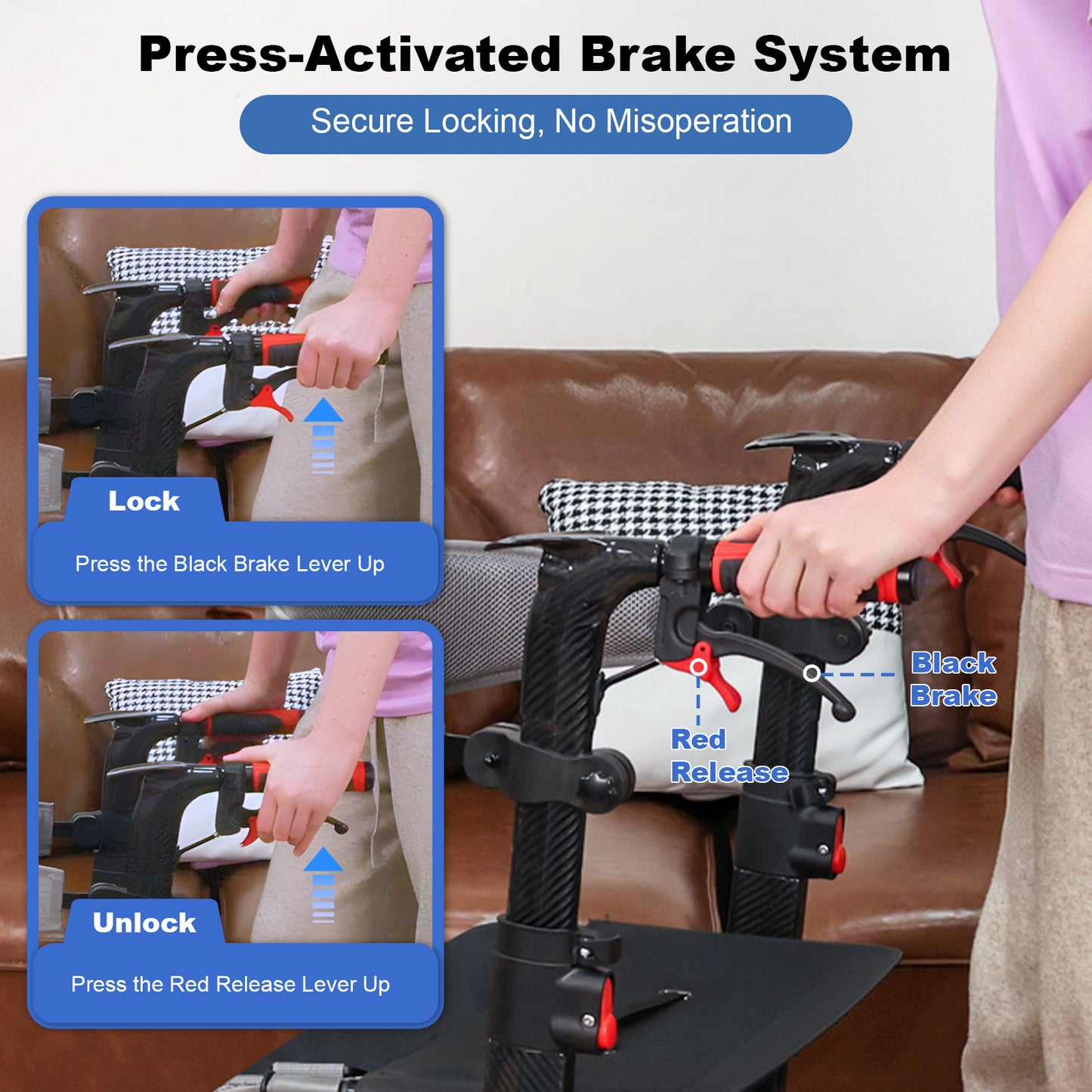 Carbon Fiber Foldable Rollator Walker, Ultra-Light Strong Mobility Cart for Seniors with Easy-Lift Design for Home, Travel & Daily Use