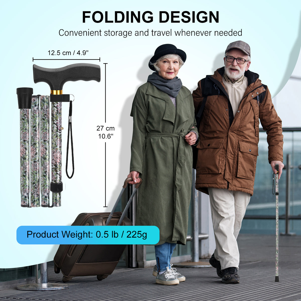 Folding Cane with T Handle Adjustable Lightweight Walking Cane