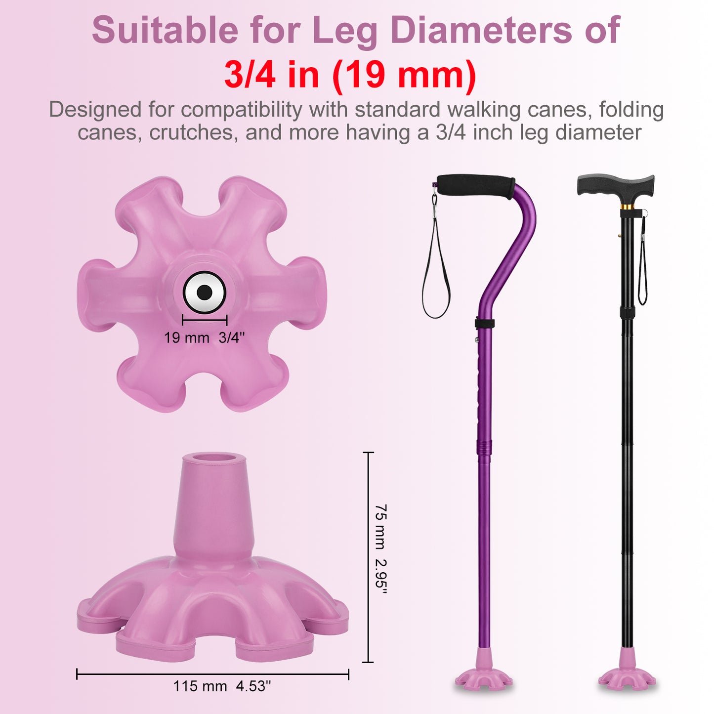 3/4 Inch Stable Six Point Non-Slip Cane Tip
