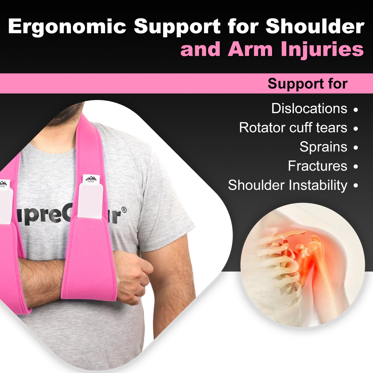 Arm Sling Shoulder Immobilizer, 0.18 lb Lightweight Support with 61" Adjustable Straps