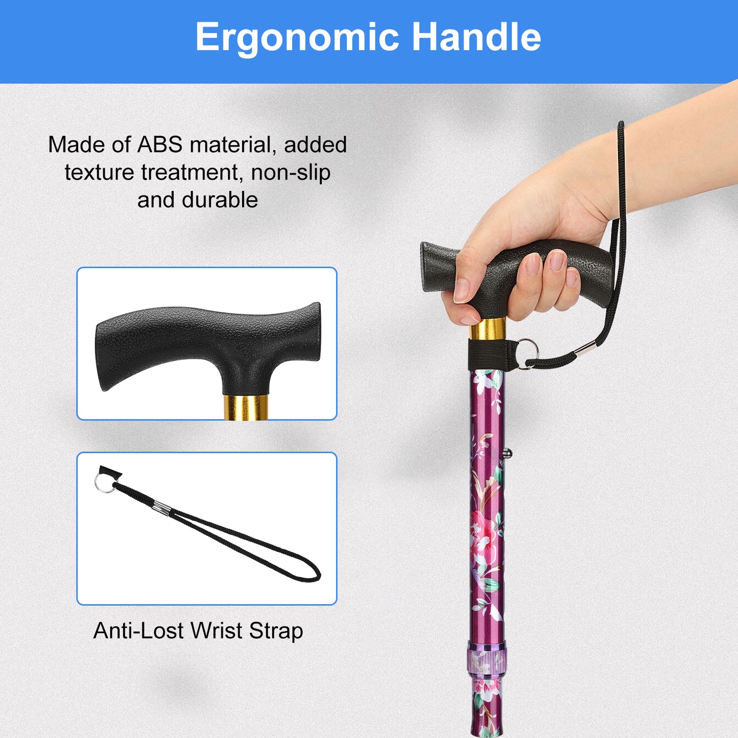 Collapsible Aluminum Folding Cane with T-Handle