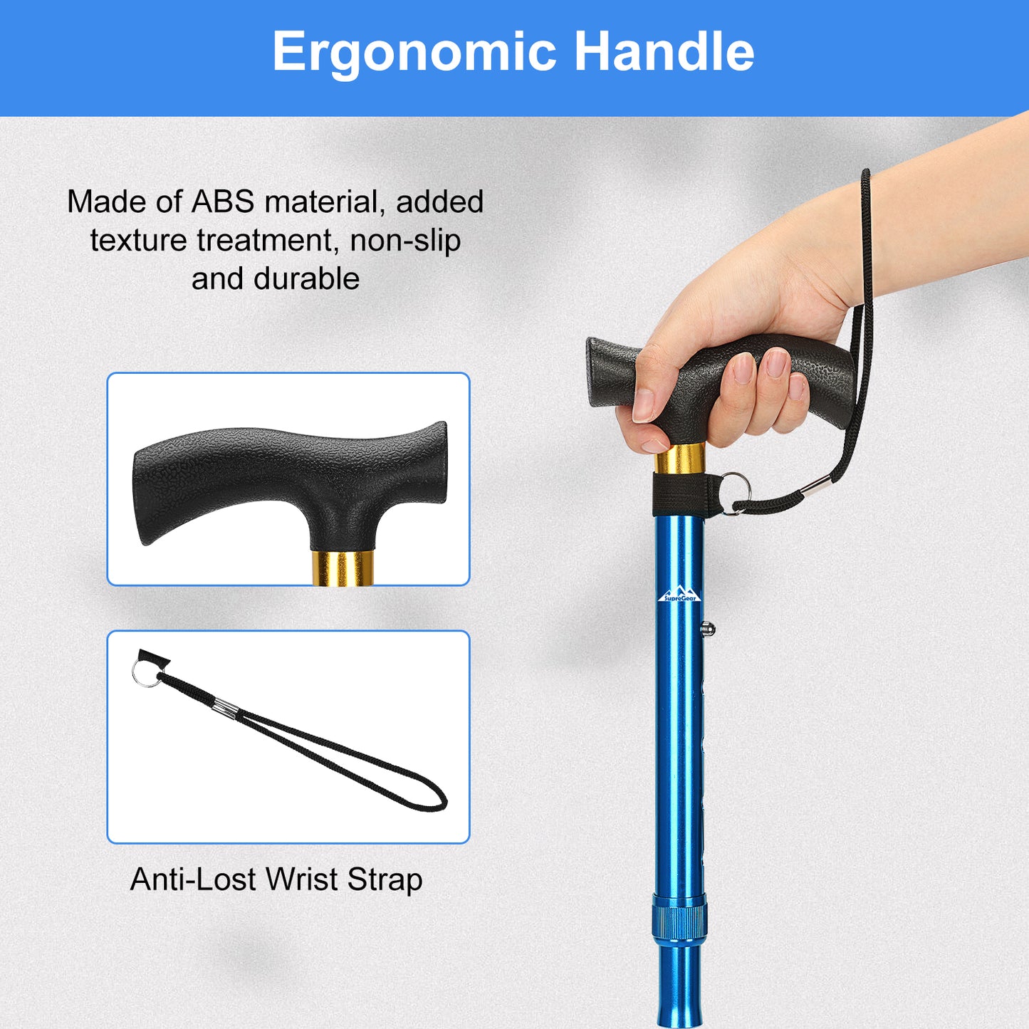 Collapsible Aluminum Folding Cane with T-Handle