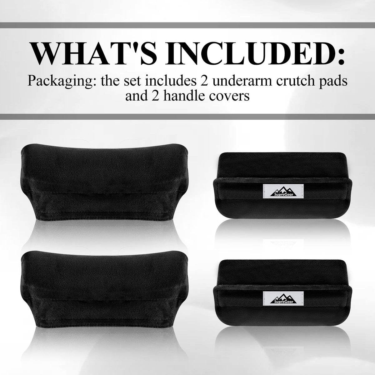 Crutch Pad & Hand Grip Covers Set – Soft Memory Foam Underarm Cushions with Non-Slip Breathable Covers for Standard Crutches, 4 Pack