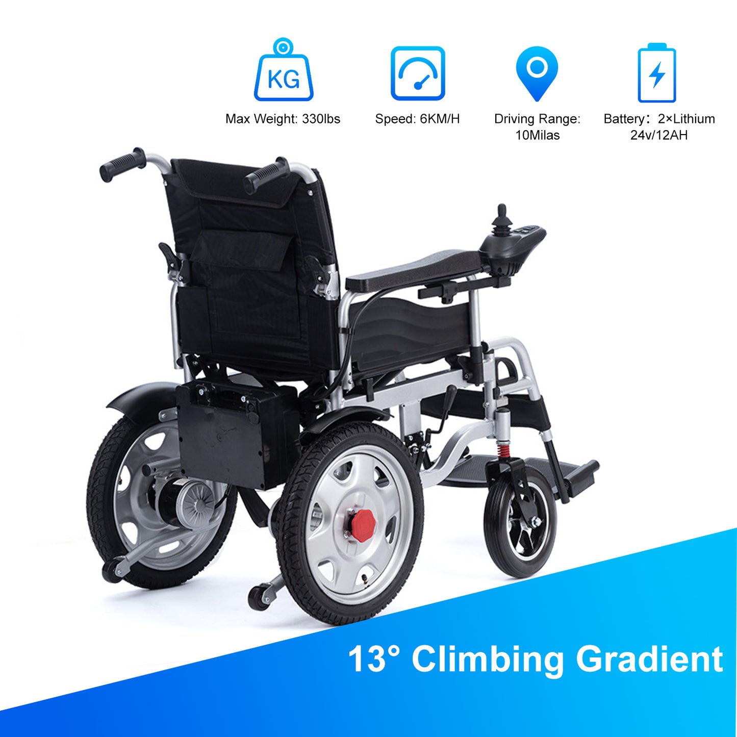 Save 70% - Foldable Electric Wheelchair w/2 Batteries with Charger, 500W